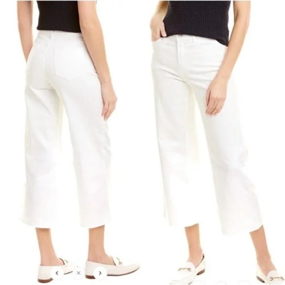 J. McLaughlin White Wide Leg Crop Charter Jeans Size 14